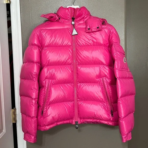Moncler Pink Maya Shiny Puffer Jacket Coat Hooded Unisex